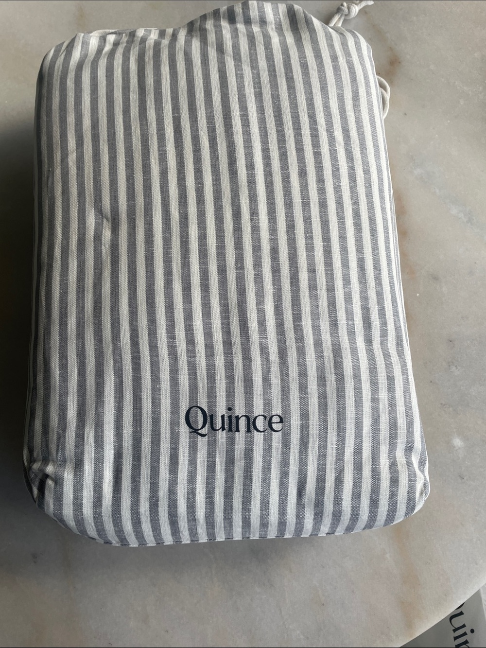 Quince Gray & White Striped Travel Pouch